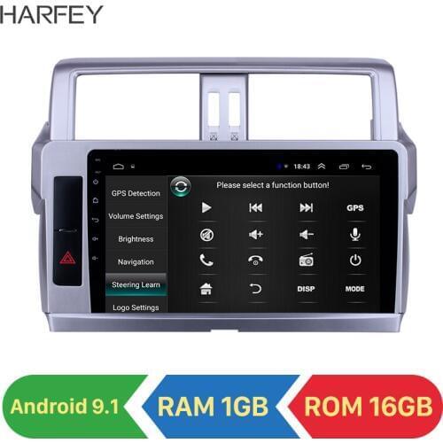 Harfey 2din 10.1inch car GPS Radio Android 9.1 for 2014 Toyota Pardo With HD Touchscreen Bluetooth support Carplay Backup camera