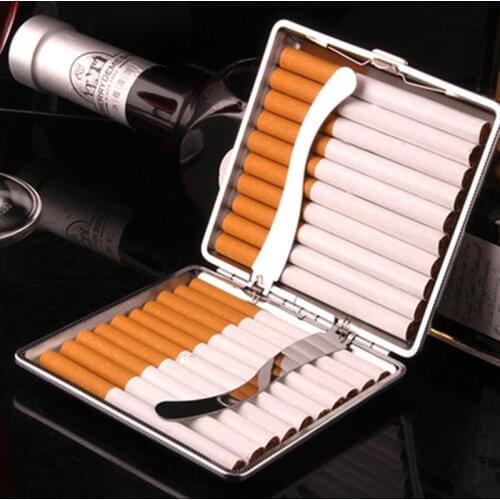 Double-open High-end 20 Cigar Box Leather Metal Cigarette Storage Box Travel Outdoor Smoking Tool Lighter Accessories Mens Gift
