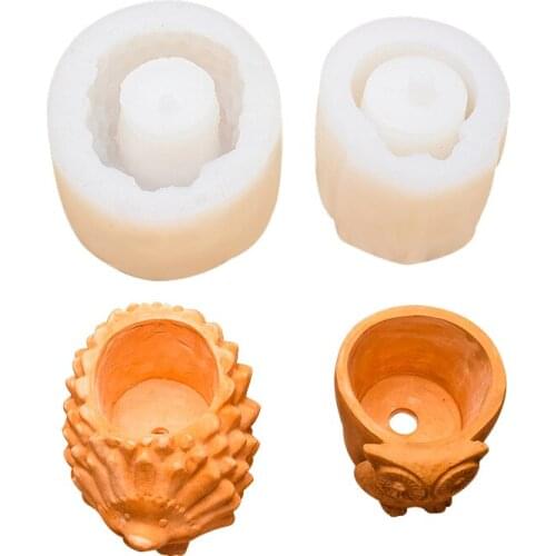 Owl Hedgehog Shape Cement Flowerpot Mold Concrete Plaster Molds Succulents Plants DIY Mould Home Decoration Clay Crafts