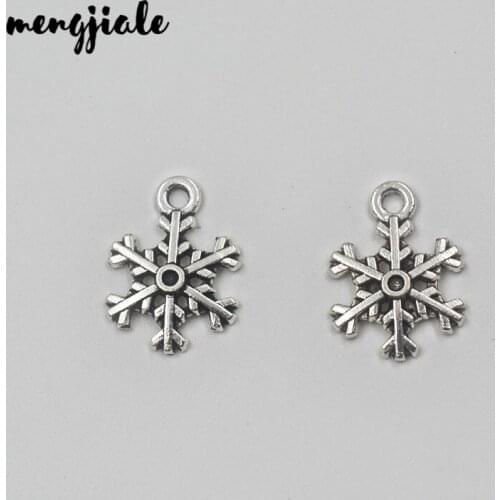 Hot sell 90pcs metal antique silver charms snowflake charms pendant for necklace jewelry findings