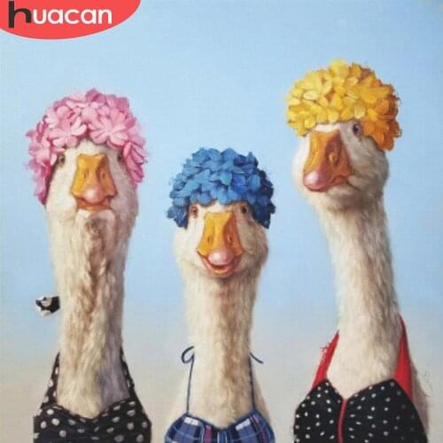 HUACAN Full Square/Round Diamond Painting Animal Mosaic Rhinestones Pictures DIY 5D Diamond Embroidery Goose Wall Art