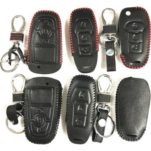 Car Styling, Leather key chain ring cover case holder For Ford Focus 2 3 4 MK2 MK3 MK4 Kuga Edge Mondeo Fusion Ecosport Fiesta