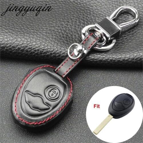 Jingyuqin Leather Fob Key Cover For BMW Mini Cooper R50 R53 2 Buttons Remote Car Key Case Protector Holder