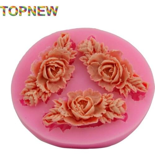 Beautiful 3-Hole Flowers Molds Non-Stick Fondant Sugar Jelly Jello Ice Lace Silicone Moulds Cake Decorating Tools SGS C1666