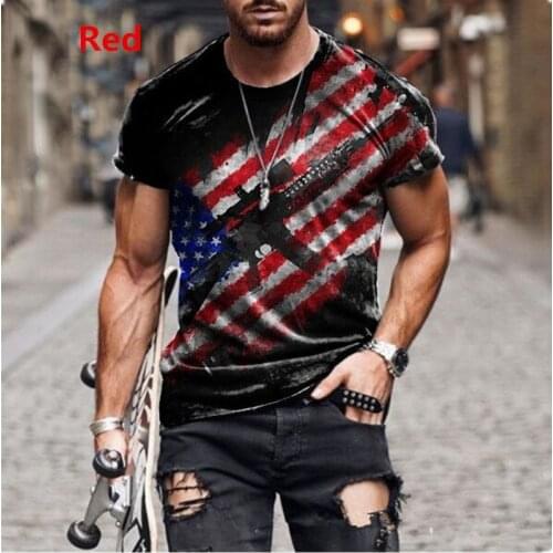 Summer New Personality Stars And Stripes Casual T-shirt Streetwear All-Match Blouse Mens Hip Hop Funny Shirts Oversized Tops