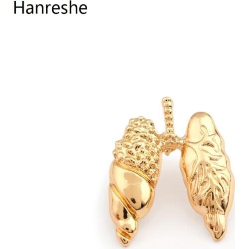 Hanreshe Classic Medicine Lung Organ Metal Brooch Pins Bone Specimen Medical Badge Jewelry Accessories Gift for Doctors Nurses