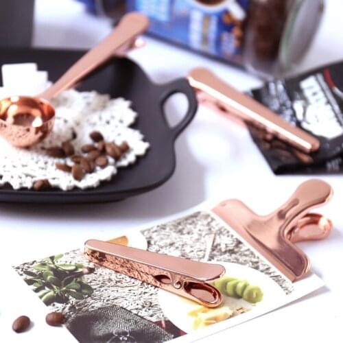 Rose Gold Metal Binder Clips Stainless Steel Clamp Paper Plastic Bag Sealer Clip Office Kitchen Organizer Accessories Tools