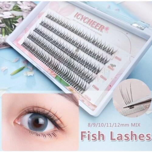 Mix 8/9/10/11/12mm 0.07 Thickness C Curl Handmade Fish Tail False Lahses Natural Long Individual False Eyelashes