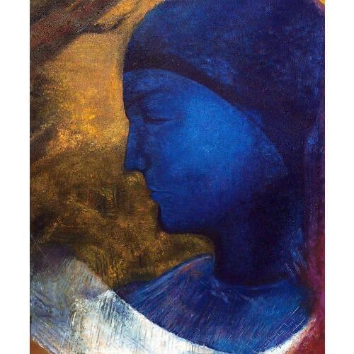 Symbolism Portrait Wall Art Painting The Golden Cell, 1892 by Odilon Redon Home Decor Canvas Oil Painting Hand Painted No Framed