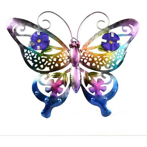 Wall Art Outdoor Patio Butterfly Painted Metal Hollow Butterfly Sculpture Art Beautiful Ornaments Cute Home Garden Tree Decor