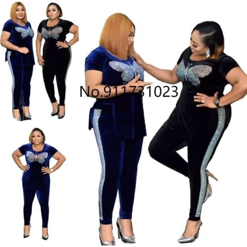2020 corduroy suits New Elastic Bazin Baggy Pants Rock Style Dashiki short SLeeve Famous Suit For Lady top and leggings 2pcs/se