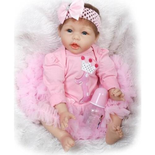 NPK bebe 22" reborn girl dolls lifelike silicone reborn baby dolls Sleeping Baby Doll Toy gift bonecas reborn
