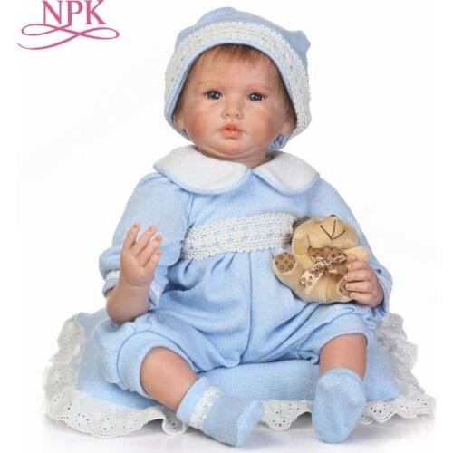 NPK soft silicone vinyl touch lovely lifelike reborn baby doll with soft mohair hair gifts for Birthday and Christmas