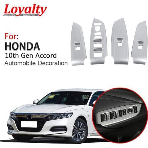 Loyalty for Honda 10th Gen Accord 2018 2019 Matte ABS Window Lifter Switch Board Trim Decoration Cover Car Styling Accessories