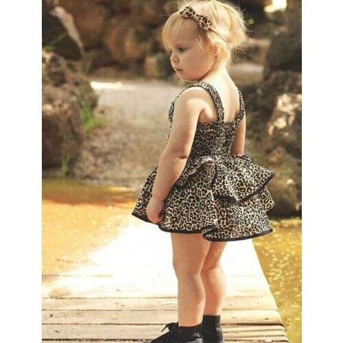 PUDCOCO Toddler Baby Girls Sleeveless Dress Party Princess Leopard Sundress Outfit 6M-5Y