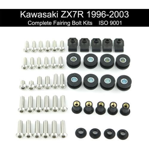Fit For Kawasaki ZX7R ZX-7R 1996-2003 Motorcycle Full Fairing Bolts Kit Fairing Clips Nuts Side Covering Bolts Stainless Steel