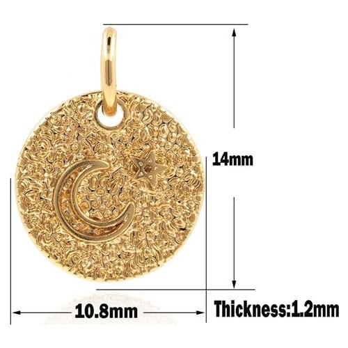 Crescent Necklace, Star And Moon Pendant, Disc Star And Moon Pendant, DIY Jewelry Making Accessories 14x10.8x1.2mm
