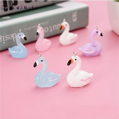10pcs/lot Swan Cabochon Pendant Animal Charms For Necklace Bracelet Kawaii Jewelry Fine Dangle Gift Craft Earrings DIY Wholesale