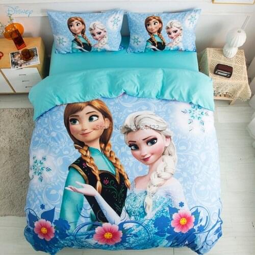 Popular Children Disney Frozen Bedding Set Cartoon Spider Man Iron Man Captain America Printed Duvet Cover Bed Sheet Pillowcases
