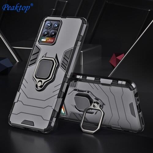KEYSION Shockproof Case for Realme 8 Pro GT C20 V13 Q2 Ring Stand Phone Cover for OPPO Find X3 Pro A94 A12 A15 Reno 5 F19 Pro 5G