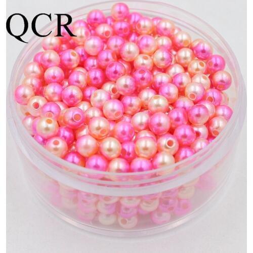 Pick Size 4/6/8/10mm Round Rainbow Rose Color Imitation Pearls Beads Crafts Decoration for DIY Jewelry Making 50-500pcs/lot