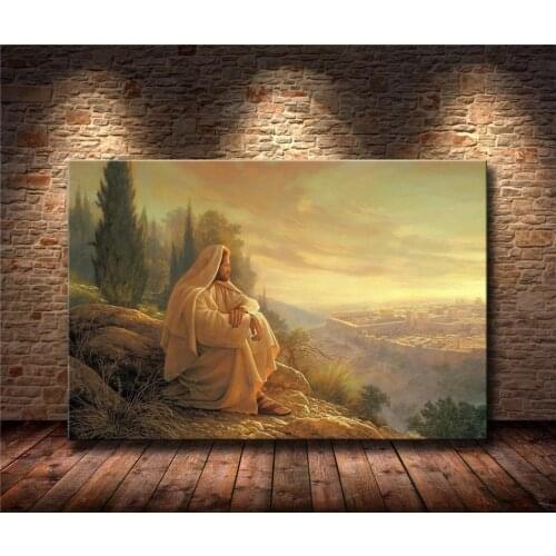 Religion Decorative Canvas Oil Painting Christianism Jesus on Jerusalem Poster Living Room Church Wall Art Decoration Picture