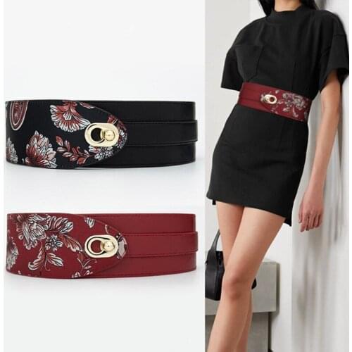 New Vintage Women Belt Waist Seal High Quality Fashion Printing Belts PU Corset Belt Waist Women Waistband Accessories