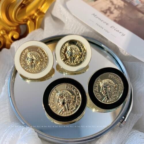 Besimpol French Western Style Baroque Portrait Earrings Vintage Round 925 Silver Stud Earrings For Women Fashion Fine Jewelry