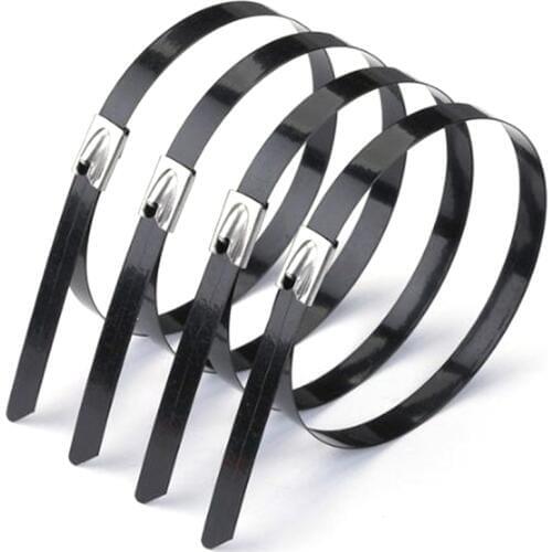 SHGO HOT-100Pcs/Lot,4.6Mmx300Mm Pvc Plastic Coated Ss304 Stainless Steel Cable Tie