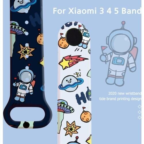 Strap for Xiaomi Mi band 5 4 3 Cartoon Watch Wristband Mi5 Mi4 Silicone Replacement Bracelet Xiami Xiomi Mi Bend 5 3 4 Correa