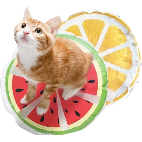 Folding Pet Summer Water Cooling Cushion PVC Round Fruit Printed Water Pad Mat Can also be used as a cooler for notebook