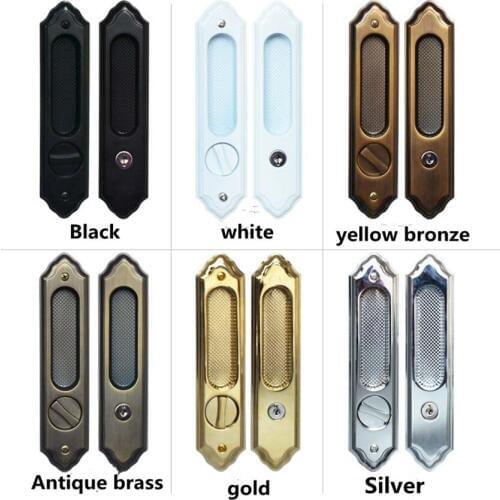 Black white bronze gold silver simple single door lock sliding door concealed concealed sliding door handle hook lock