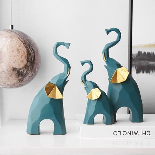 Nordic Creative Geometric Resin Animal Elephant Model Sculpture Ornaments modern Home decoration Living Room Desktop Statue Gift
