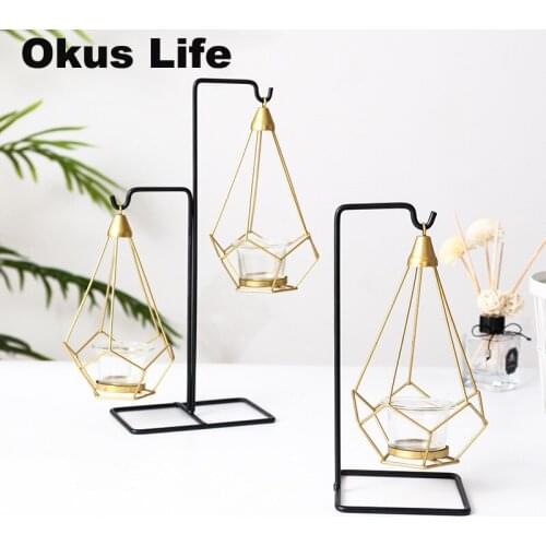 Modern 5 Style Novelty Nordic Golden Metal Candle Holders Simple Candles for Bedroom Holiday Living Room Restaurant Washingroom
