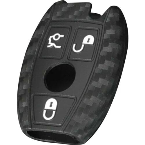 Carbon Fiber Black Silicone Key Case Cover,carbon Fibre Look For Mercedes E,S After 2000 3 Buttons Key Protector