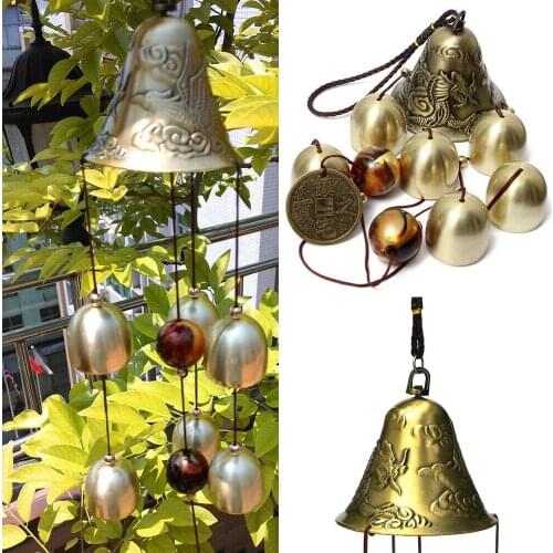 Outdoor Metal Wind Chimes Lucky Feng Shui Copper Hanging Ornament Bell for Home Garden Decor Good Luck Chinese Style Gift