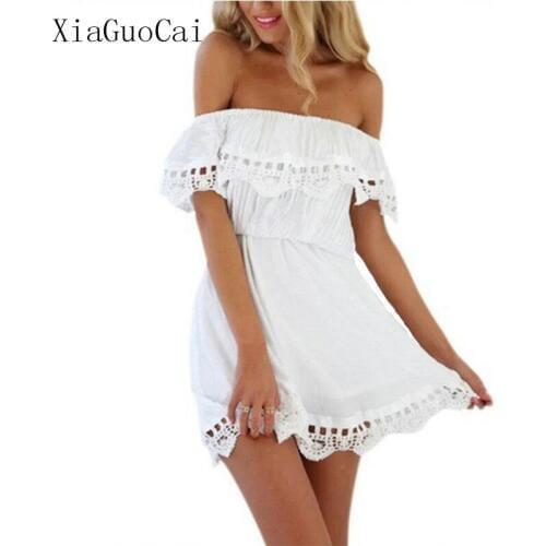 XiaGuoCai Off-the-shoulder Summer Dresses