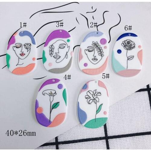 DIY jewelry accessories wholesale resin acrylic simple art oil painting abstract figure painting flower small pendant