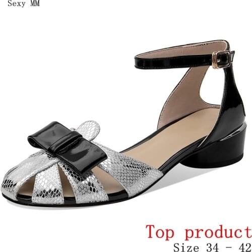 Women Low Heels Pumps Med Heel Shoes Woman Party Shoes Kitten Heels Genuine Leather Small Plus Size 34 -40 41 42