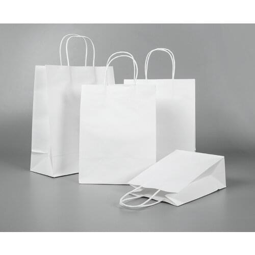 10 Pcs/lot Gift Bags With Handles Multi-function White Paper Bags 3 Size Recyclable Environmental Protection Clothes Shoes Bag