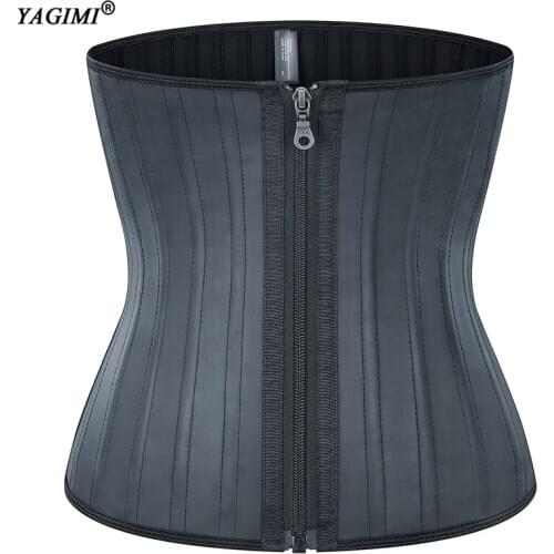 100% Latex Waist Trainer 25 Steel Bones with Zip Body Shaper Corset Belly Tummy Control Girdles Workout Fitness Sweat Belt