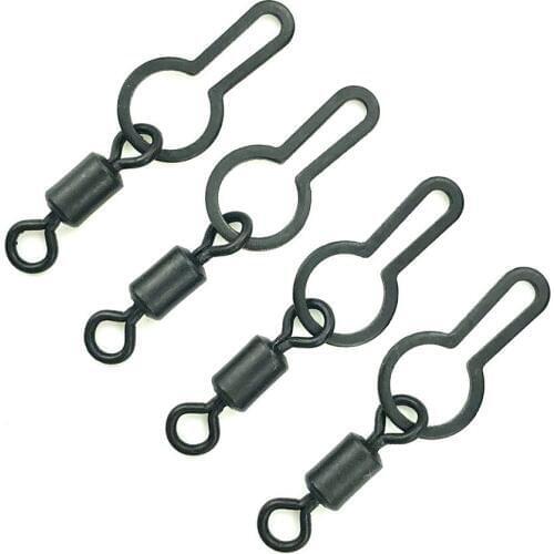 20pcs Carp fishing pva bag swivel matte black quick change swivels Designed for PVA mesh bags hook link