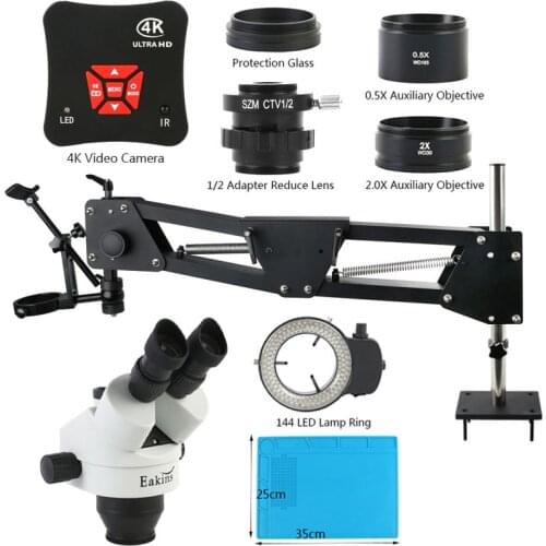 3.5X-90X Stereo Trinocular Microscope Simul-focal 38MP 4K UHD HDMI USB Industrial Video Camera Adjustable Stretch Spring Stand