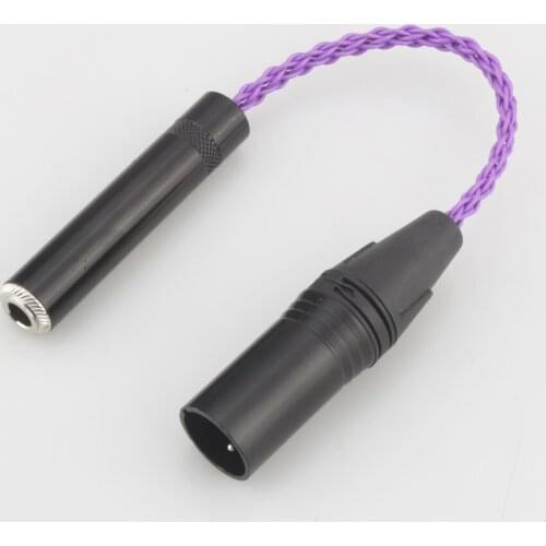 HIFI 4-Pin XLR Male Balanced to 6.35mm 1/4 Female Single Coppe Silver Plated Audio Adapter Cable 6.35mm to XLR