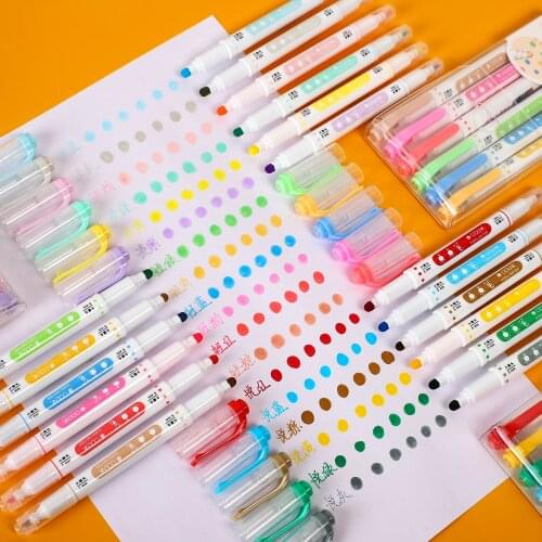 6 Pcs/Set Colorful Double Head Marker Pens High Capacity journal Decorate Watercolor Pen School&Office Art Stationery Suppllies