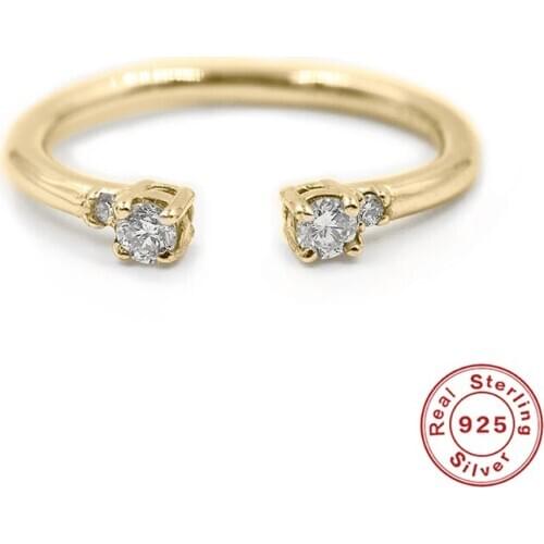 Aide 100% Real 925 Sterling Silver Color Mini Fashion Zircon Micro Paved Open Rings For Women Fine Jewelry Wedding Ring Bague