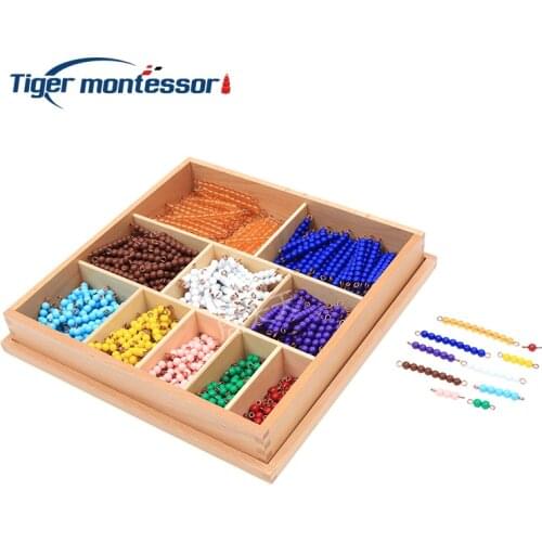Montessori Wooden Mathematics Materials Bead Decanomial Toys