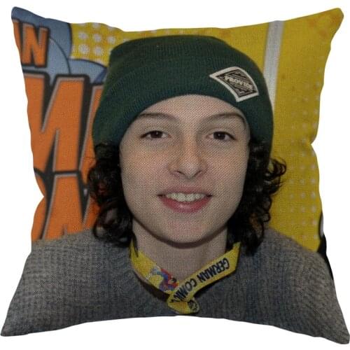 Custom Square Pillowcase Finn Wolfhard Cotton Linen Pillow Cover Zippered 45x45cm One Sides DIY Gift Office,Home,Outdoor