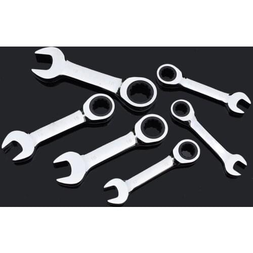 8-19mm Short Handle Ratchet Handle Wrench CR-V Combination Wrenches Quick Open Spanner Auto Repair Tools 1pcs 8-19mm Short Handl