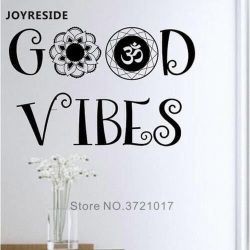 Good Vibes Quotes Wall Decal Home House Livingroom Decor Design Wall Sticker Happy Wallpaper Vinyl Wall Stickers Decoration M316